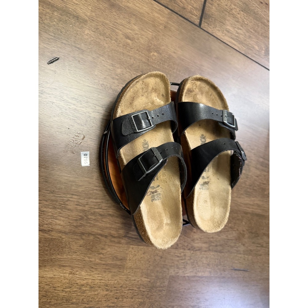 Birkenstock Arizona Black Birko-Flor Two Strap Buckle Slide Sandals Mens SZ6 38